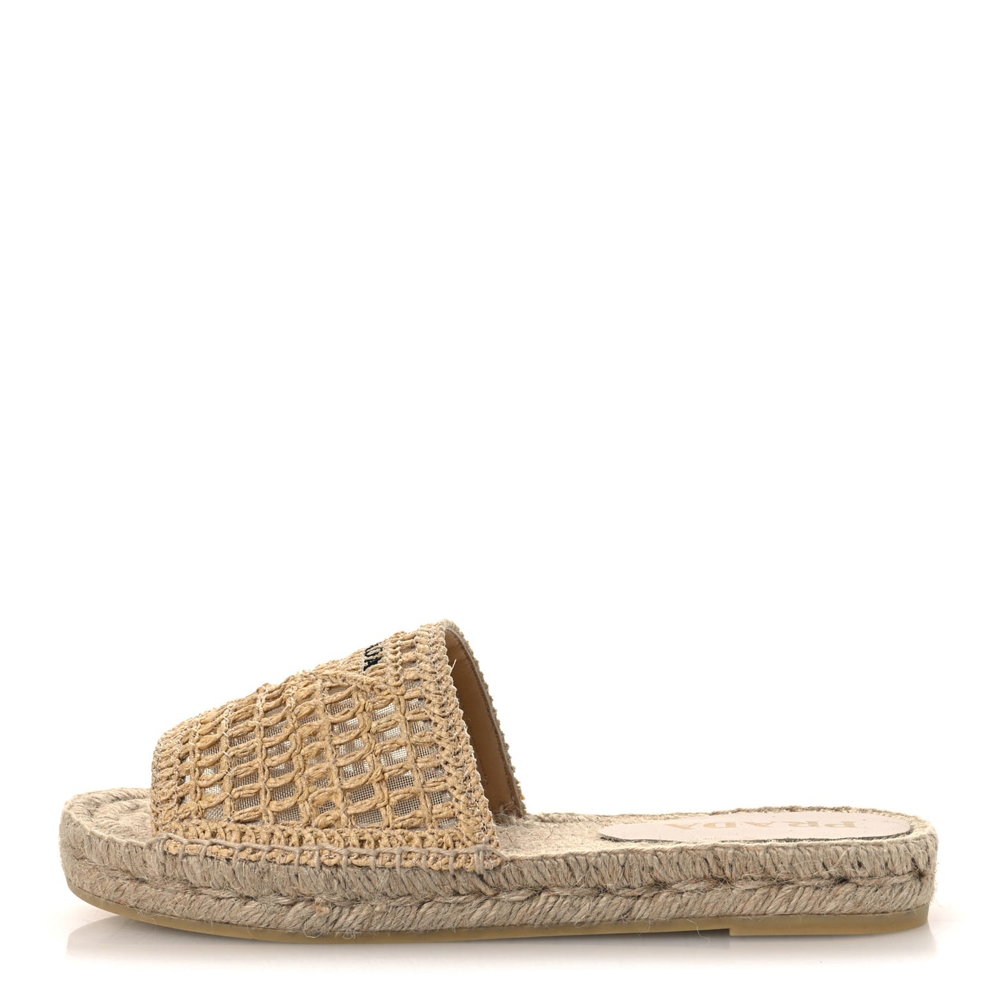 Raffia Triangle Logo Crochet 20mm Espadrille Sandals 37 Natural Black