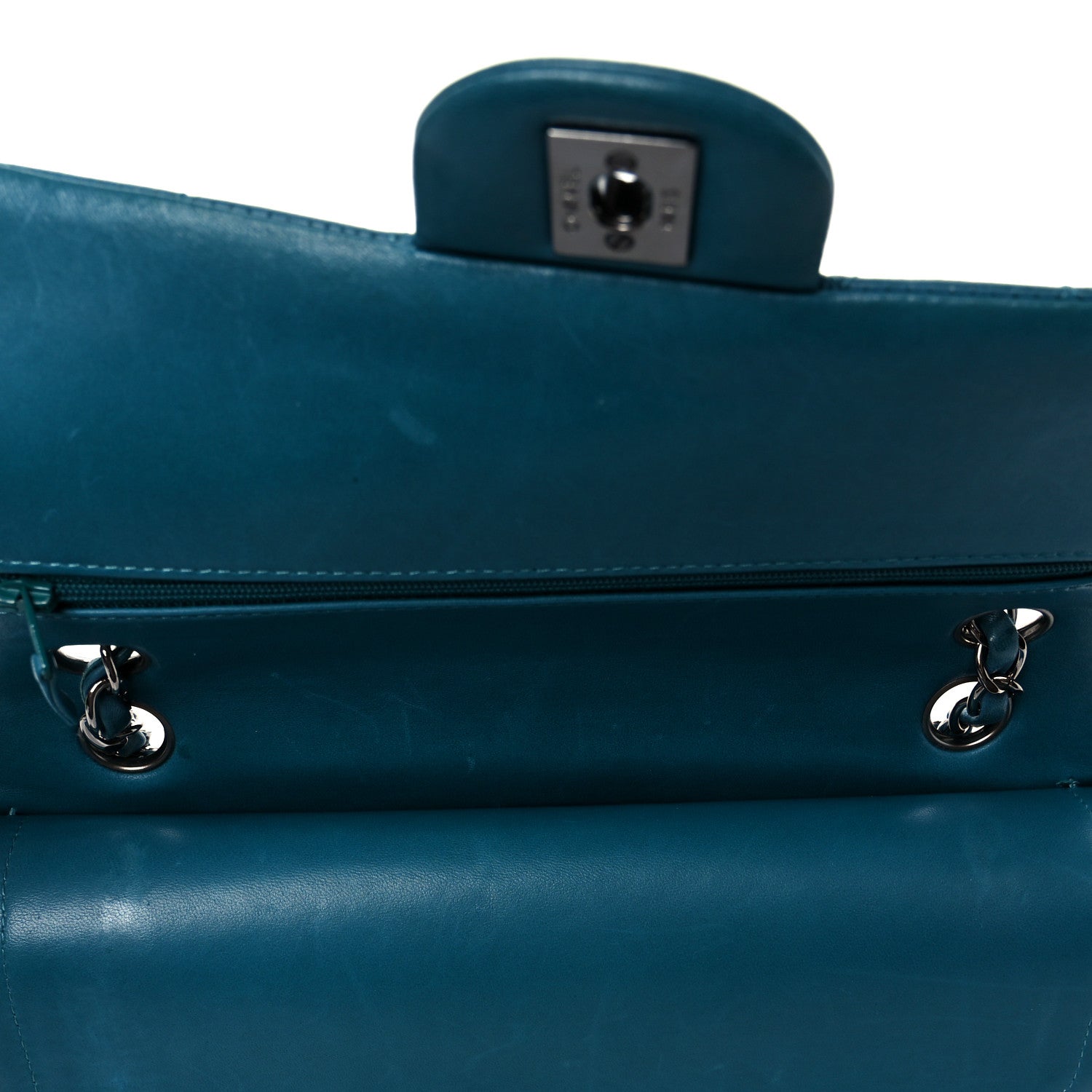 Chanel Lambskin Quilted Medium Double Flap Turquoise 22 of 23
