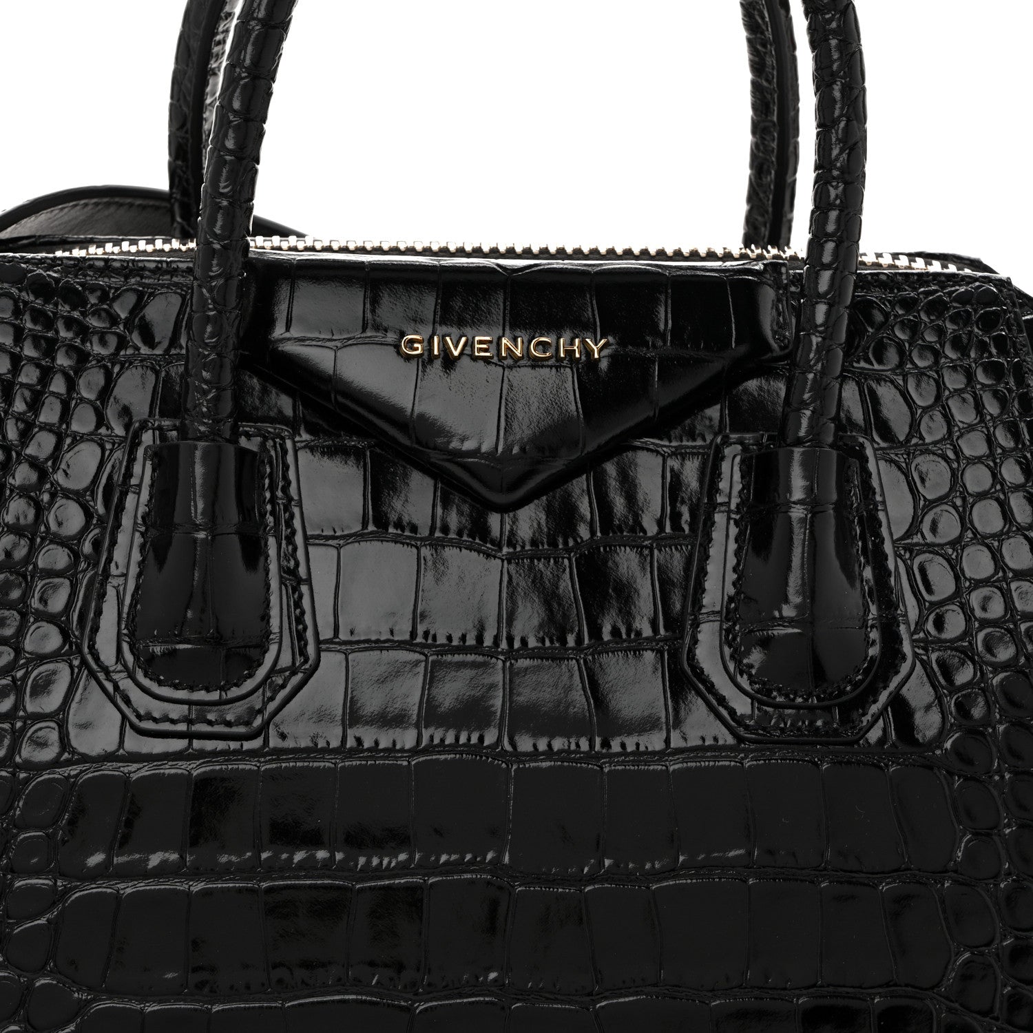 Givenchy Calfskin Crocodile Embossed Small Antigona Black 8 of 12
