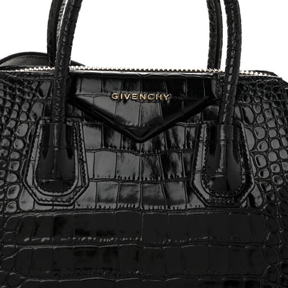 Givenchy Calfskin Crocodile Embossed Small Antigona Black 8 of 12