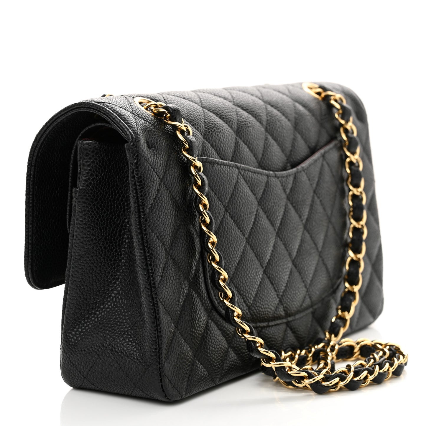 Caviar Quilted Medium Double Flap Black