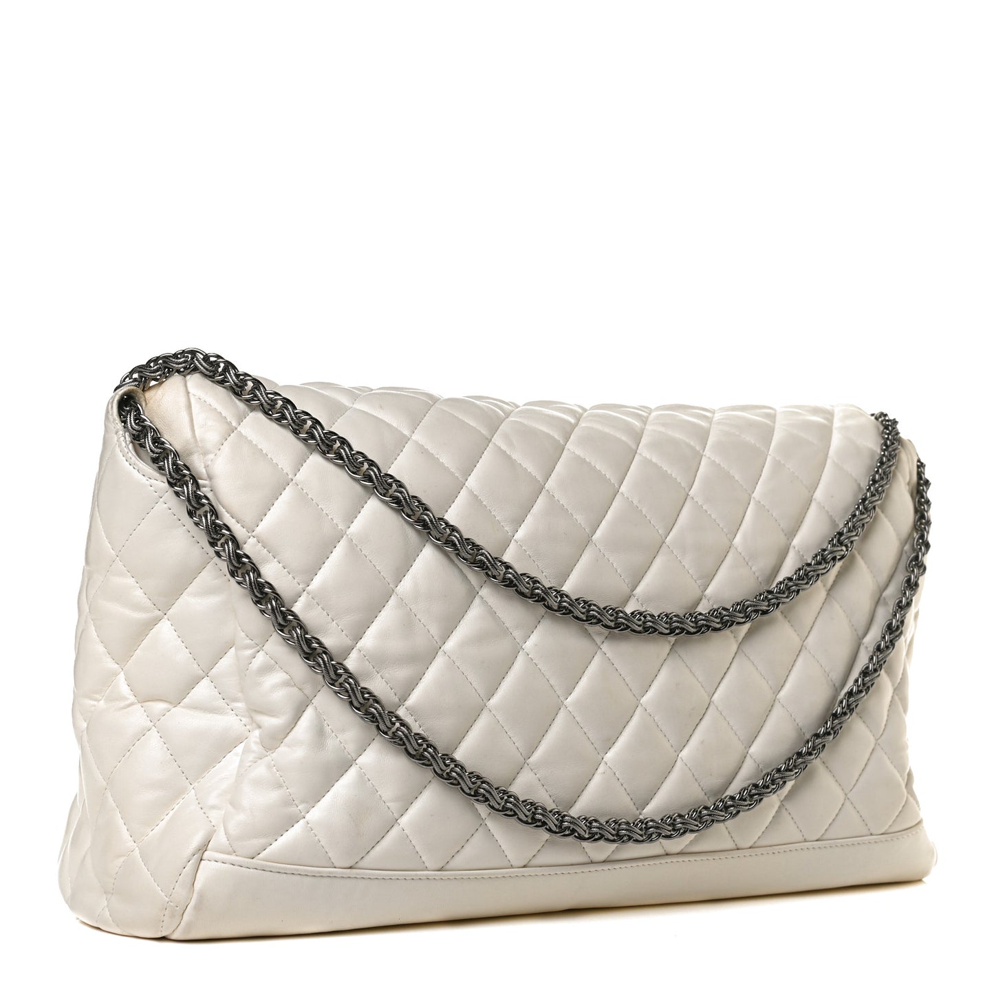 Lambskin Quilted Large Paris Moscou Red Square Bag Ivory