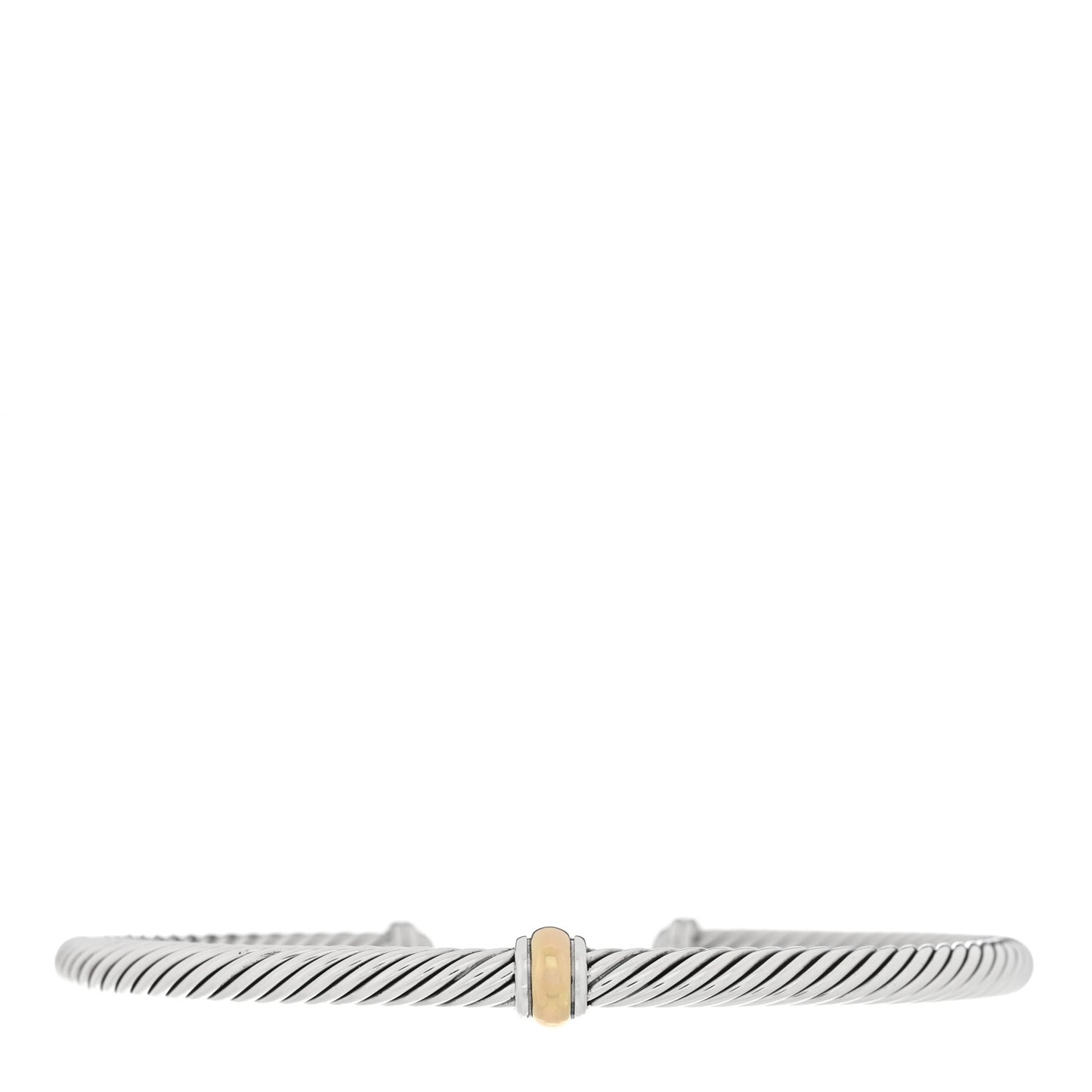 Sterling Silver 18K Yellow Gold 4mm Station Cable Bracelet
