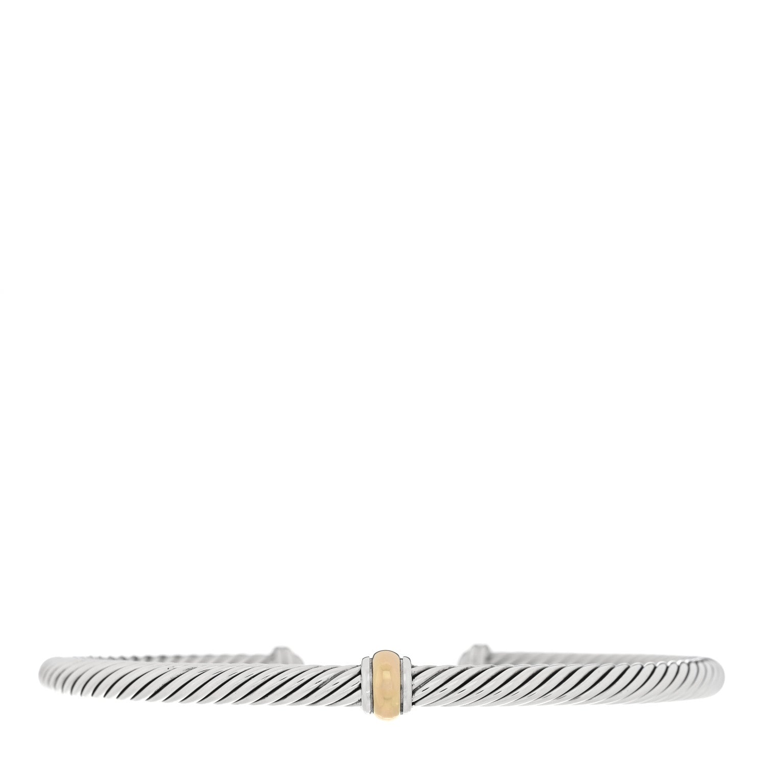 David Yurman Sterling Silver 18K Yellow Gold 4mm Station Cable Bracelet 1 of 3