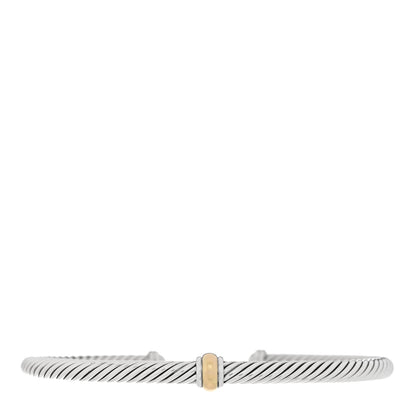 David Yurman Sterling Silver 18K Yellow Gold 4mm Station Cable Bracelet 1 of 3