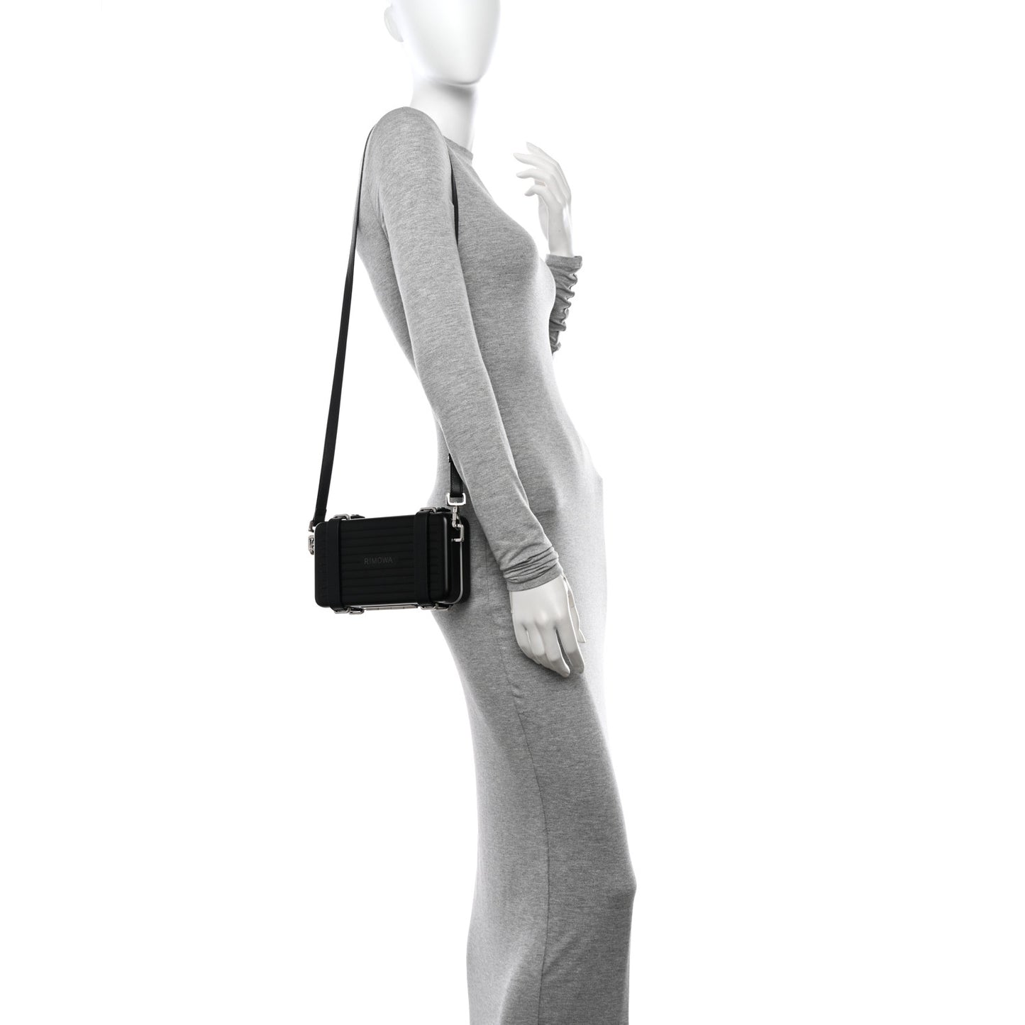 X RIMOWA Aluminum Personal Clutch On Strap Black