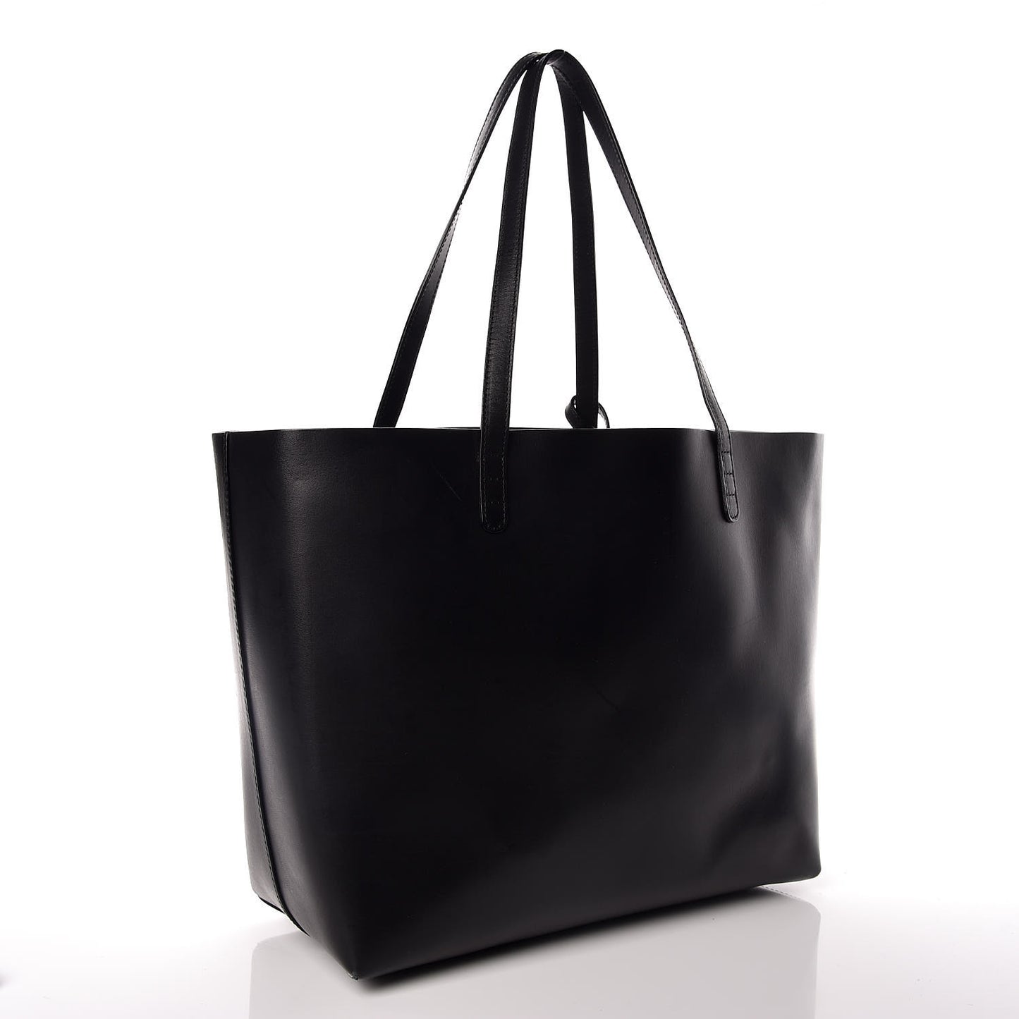 Calfskin Small Shopping Tote Black Blu