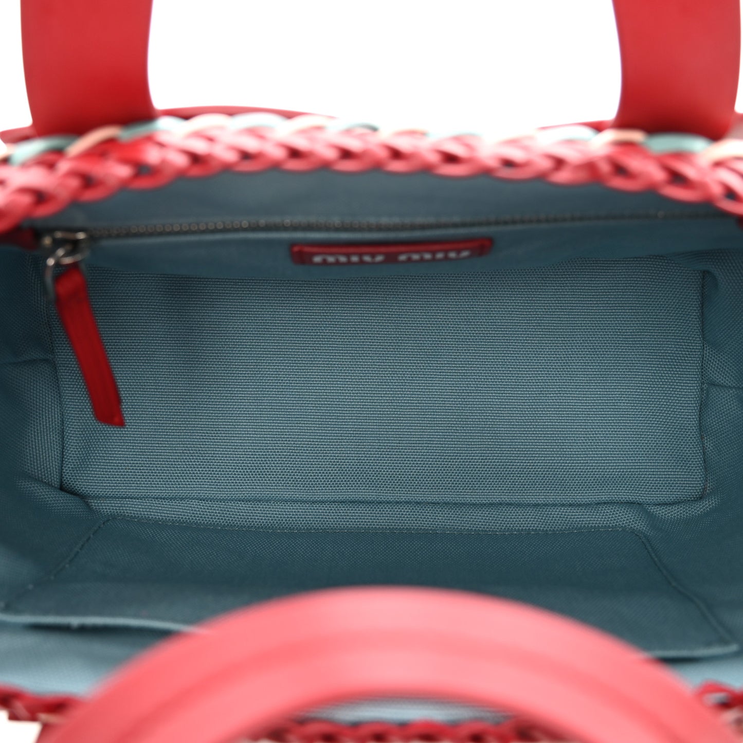 Nappa Matelasse Wicker Basket Bag Red Multicolor
