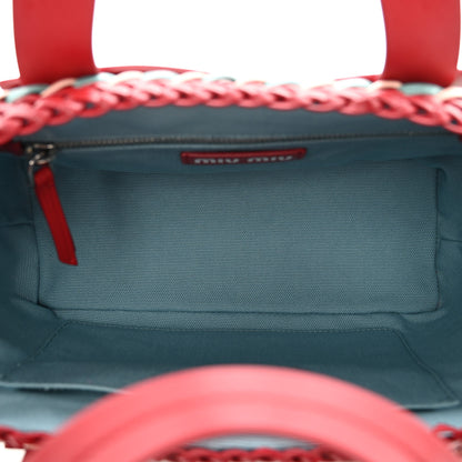Miu Miu Nappa Matelasse Wicker Basket Bag Red Multicolor 6 of 10