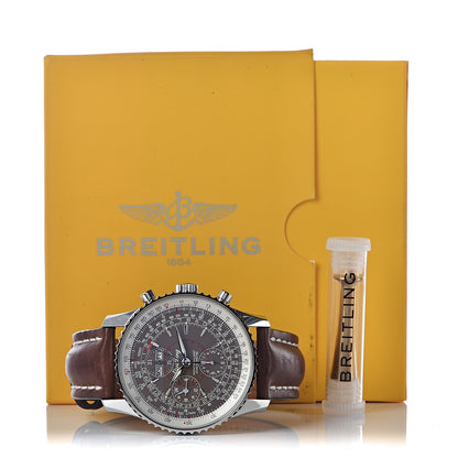 Breitling Stainless Steel Calfskin 43mm Navitimer Montbrillant Datora Chronomat Automatic Watch Brown A21330 9 of 9