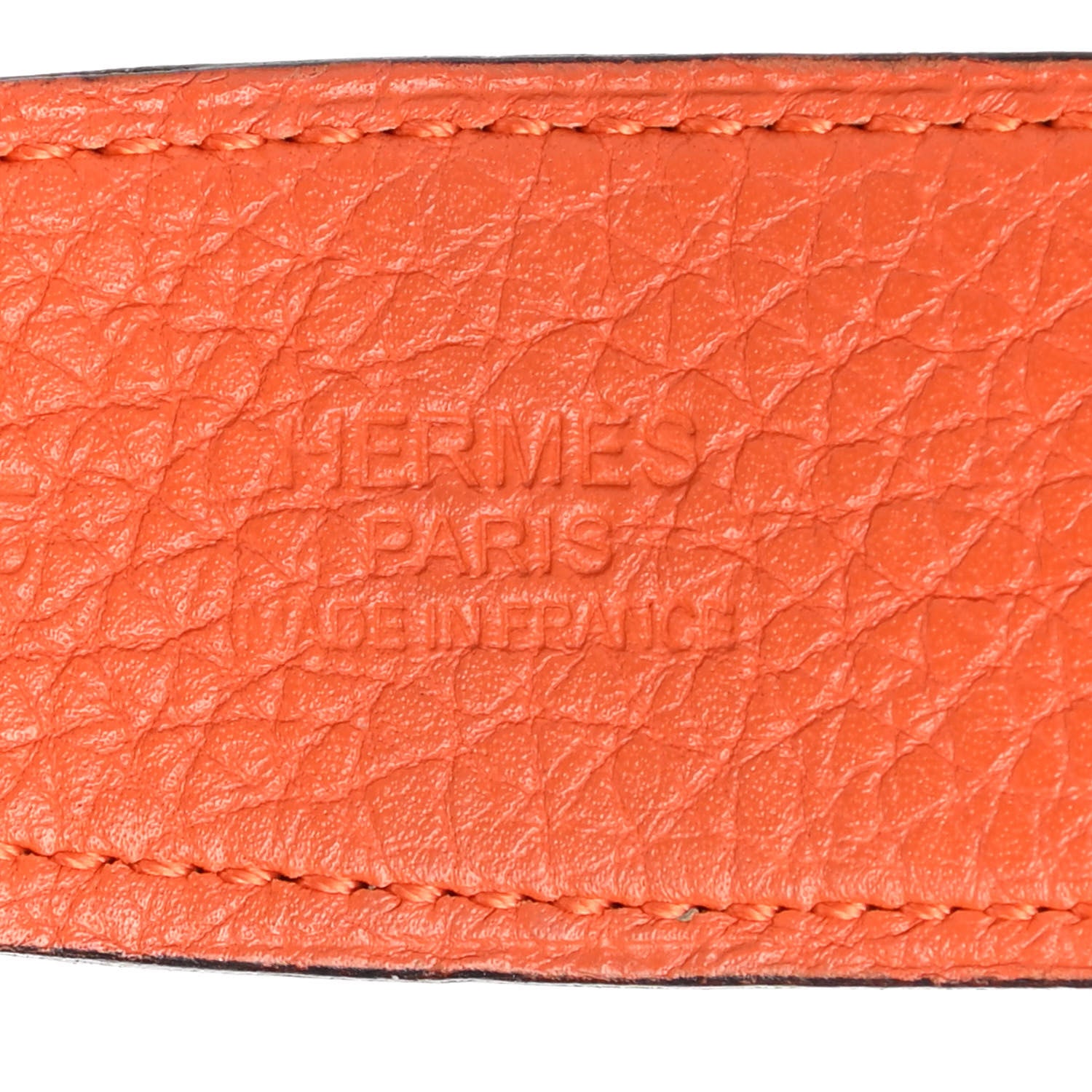 Hermes Box Togo Guilloche H Belt 85 Black Orange 3 of 7