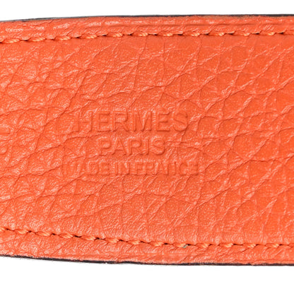 Hermes Box Togo Guilloche H Belt 85 Black Orange 3 of 7