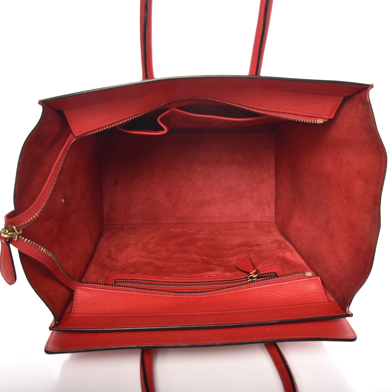 Celine Drummed Calfskin Mini Luggage Coquelicot 5 of 17