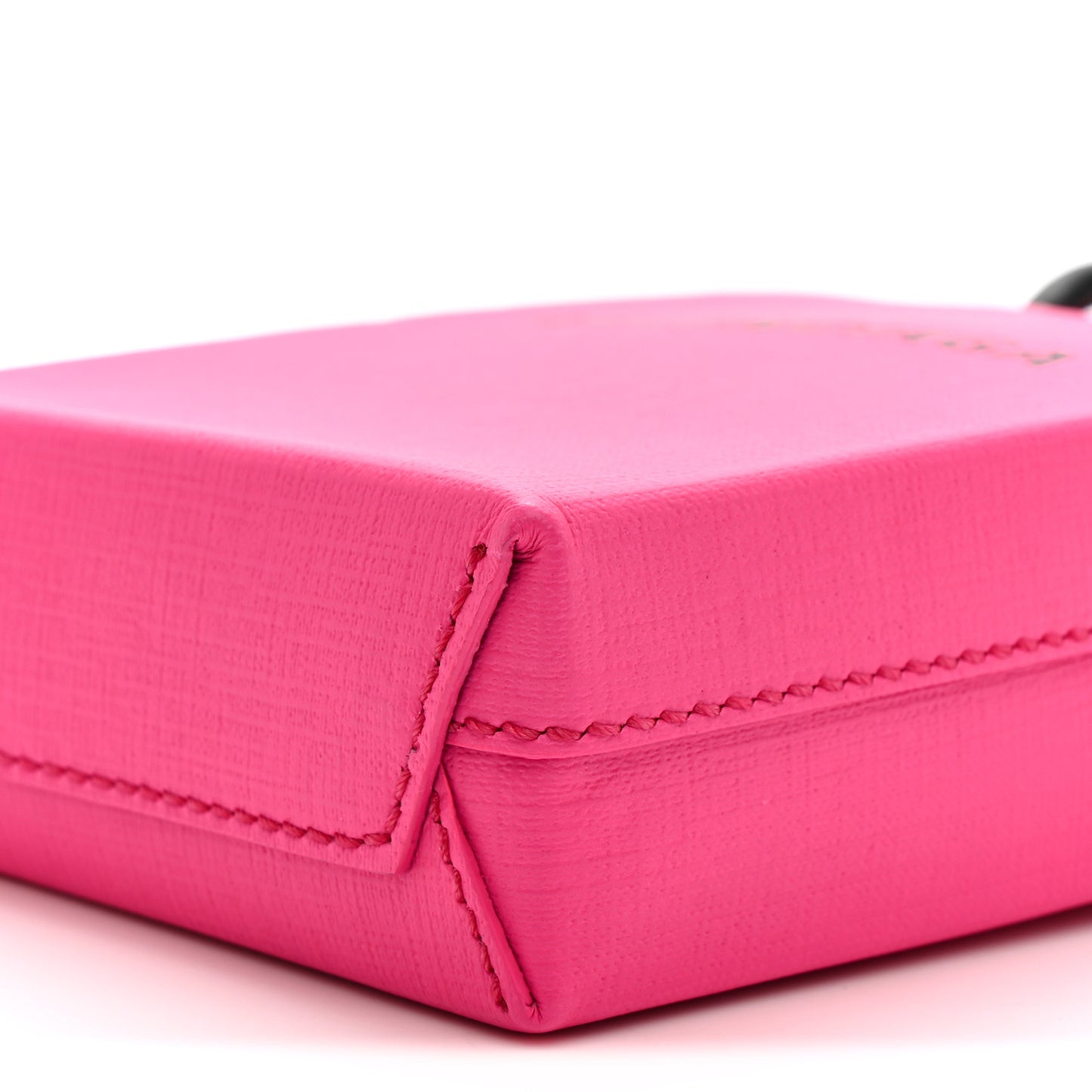 Squared Calfskin Logo Shopping Phone Holder Bag Acid Fuchsia