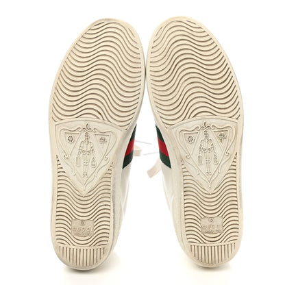Gucci Calfskin Web Bee Embroidered Womens Ace Sneakers 38 White Green 5 of 18