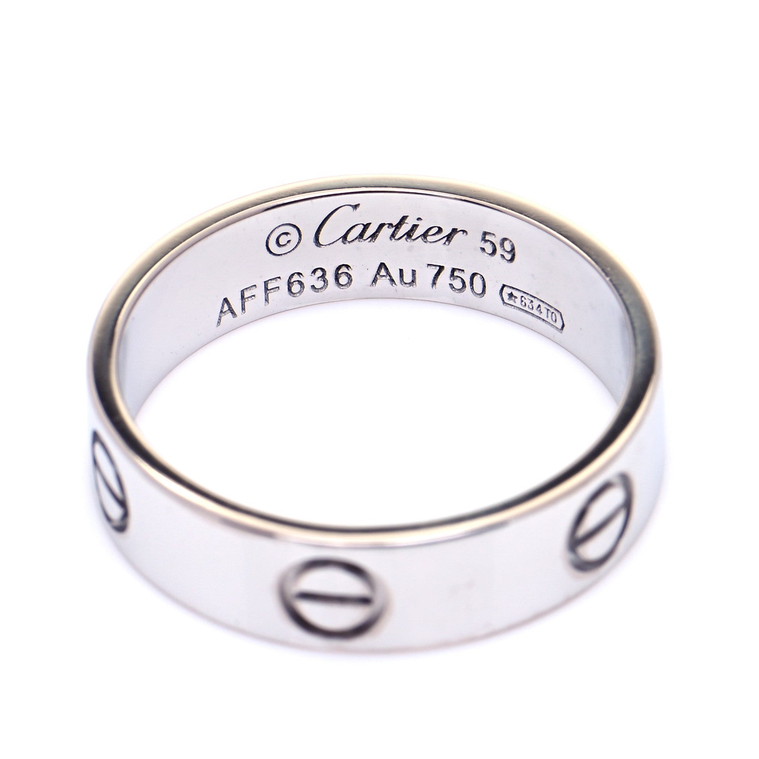 Cartier 18K White Gold 5.5mm LOVE Ring 59 8.75 6 of 7