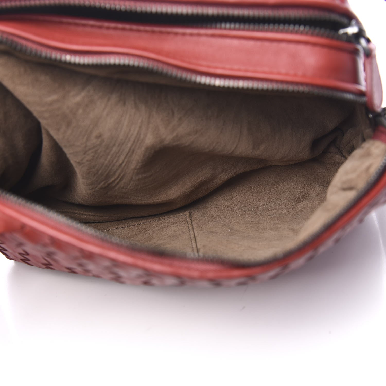 Bottega Veneta Nappa Intrecciato Double Compartment Crossbody Bag China Red 5 of 9