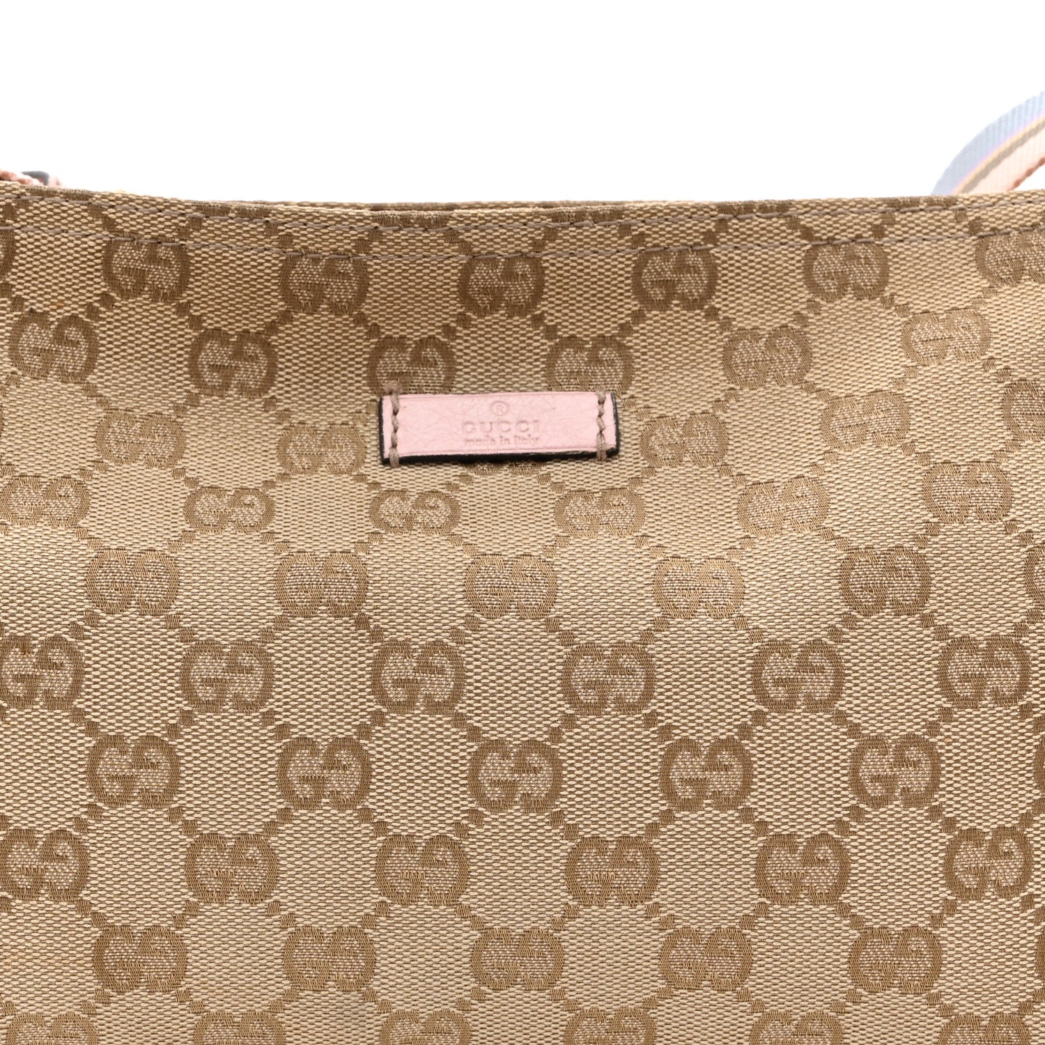 Gucci Monogram Web Small Flat Messenger Crossbody Pink Blue 8 of 10