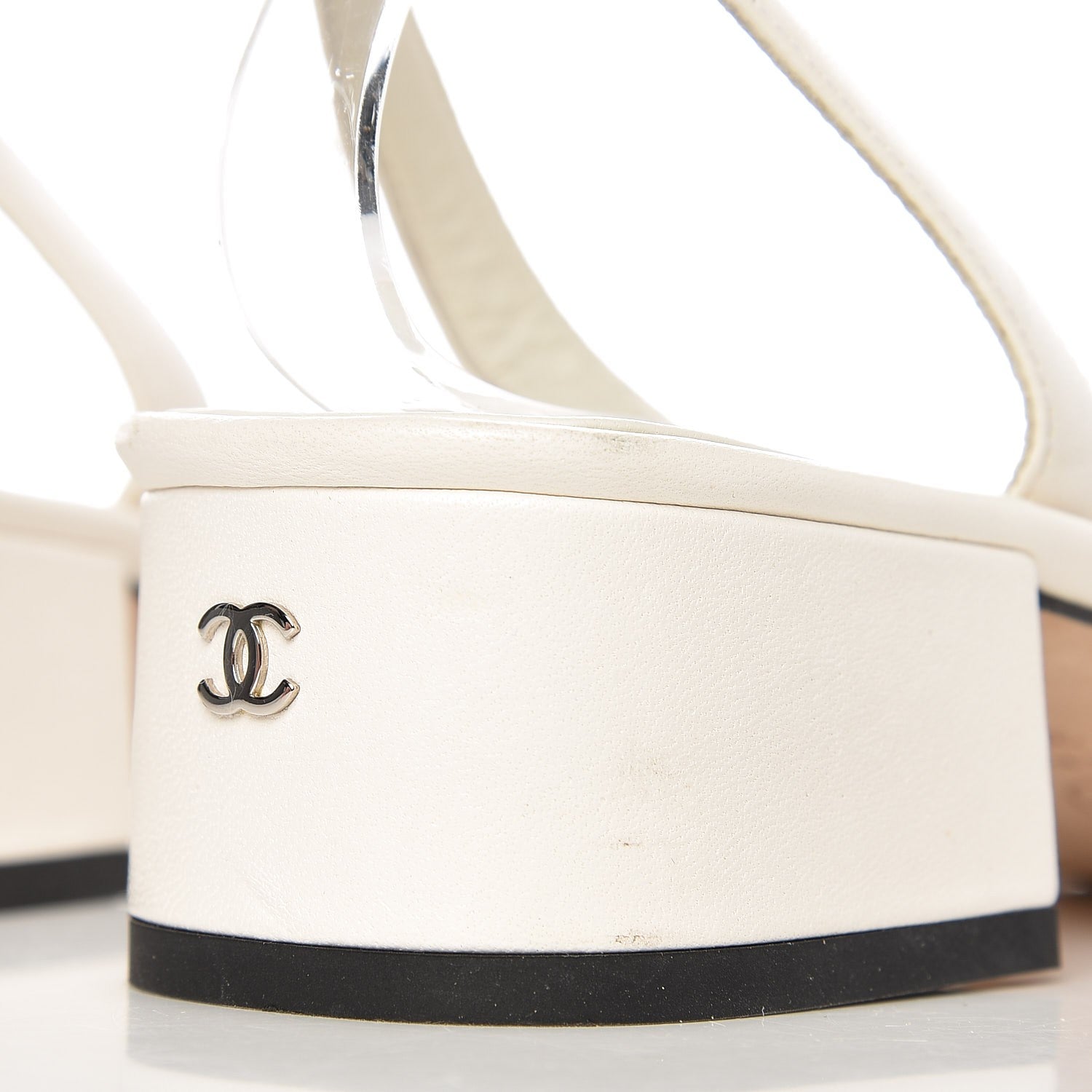 Chanel Lambskin Cap Toe CC Ankle Strap Sandals 38.5 White Black 13 of 14