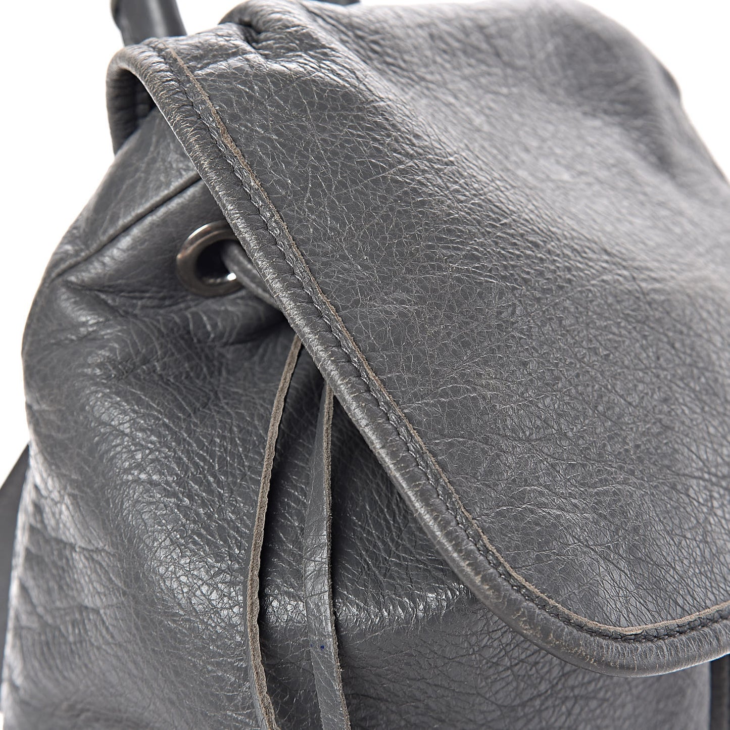 Agneau Silver Metallic Edge Hardware Backpack Gris Cendre