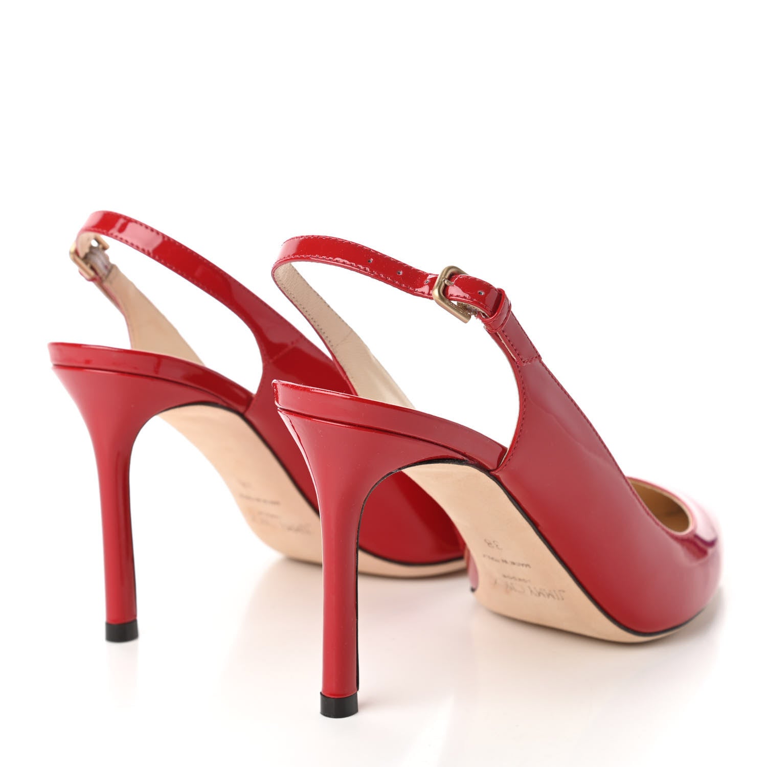 Jimmy Choo Patent Erin 85 Slingback Pumps 38 Red 4 of 8