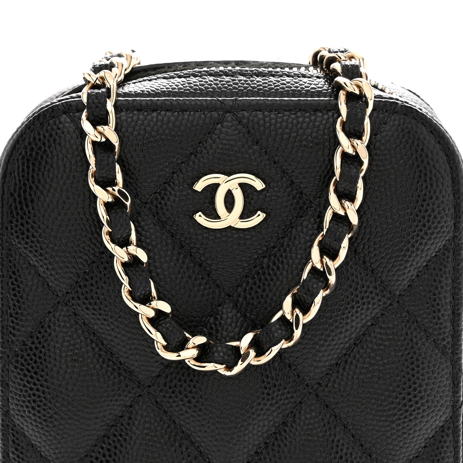 Chanel Caviar Quilted Phone Holder Wallet On Chain WOC Black 8 of 10