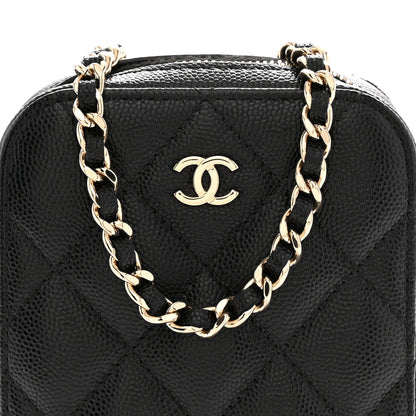 Chanel Caviar Quilted Phone Holder Wallet On Chain WOC Black 8 of 10