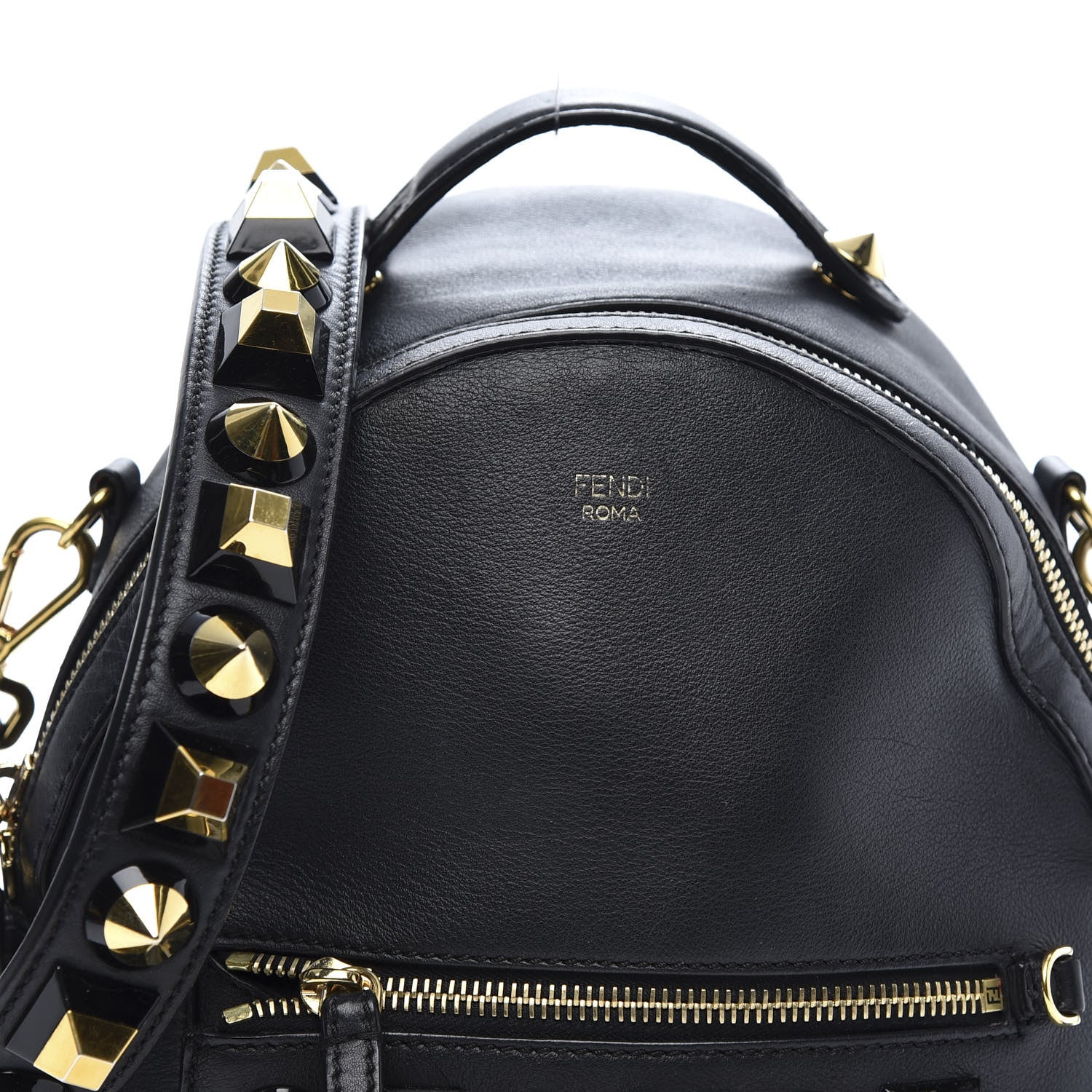 Fendi Vitello Dolce Studded Mini Backpack Black 12 of 12