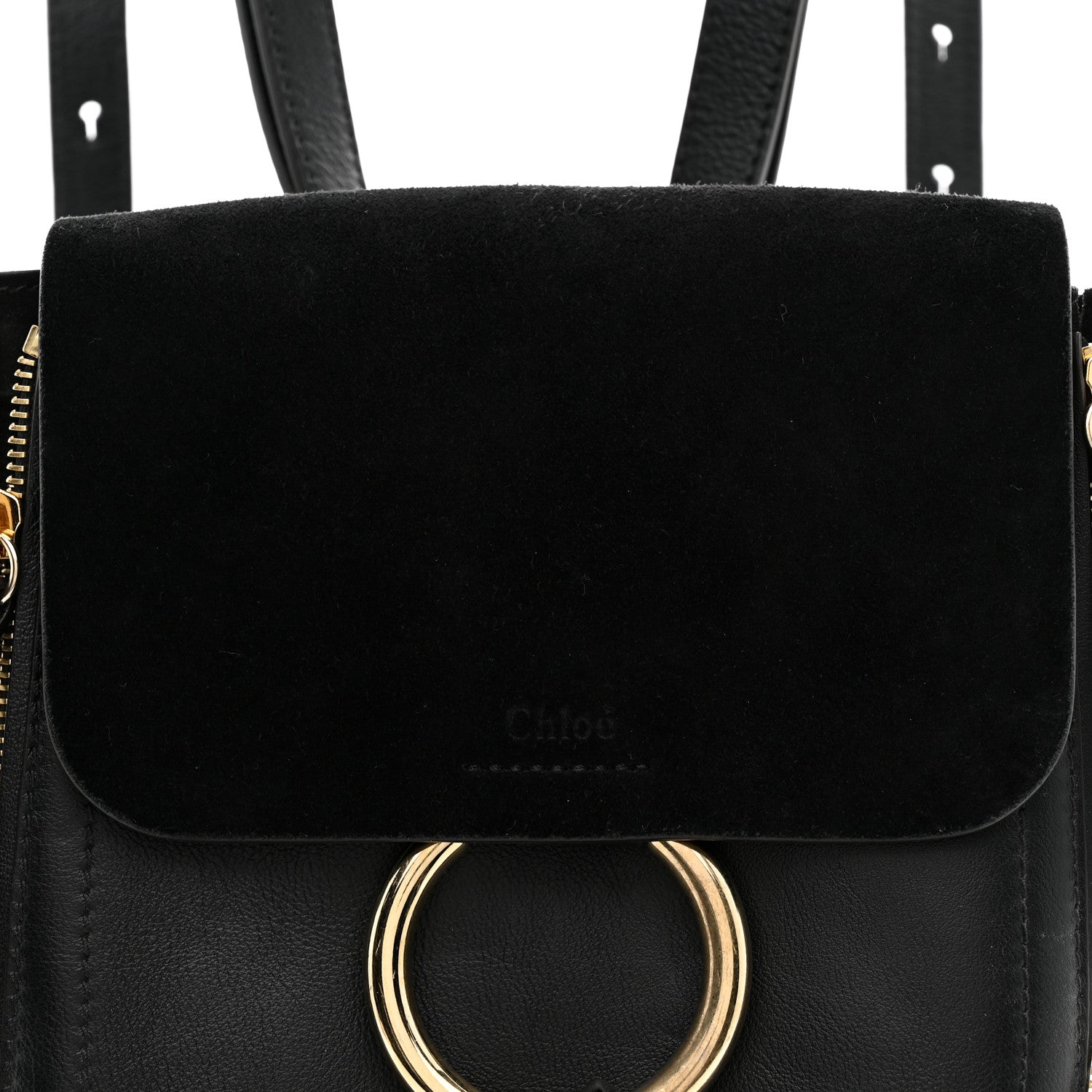 Chloe Suede Calfskin Medium Faye Backpack Black 7 of 9