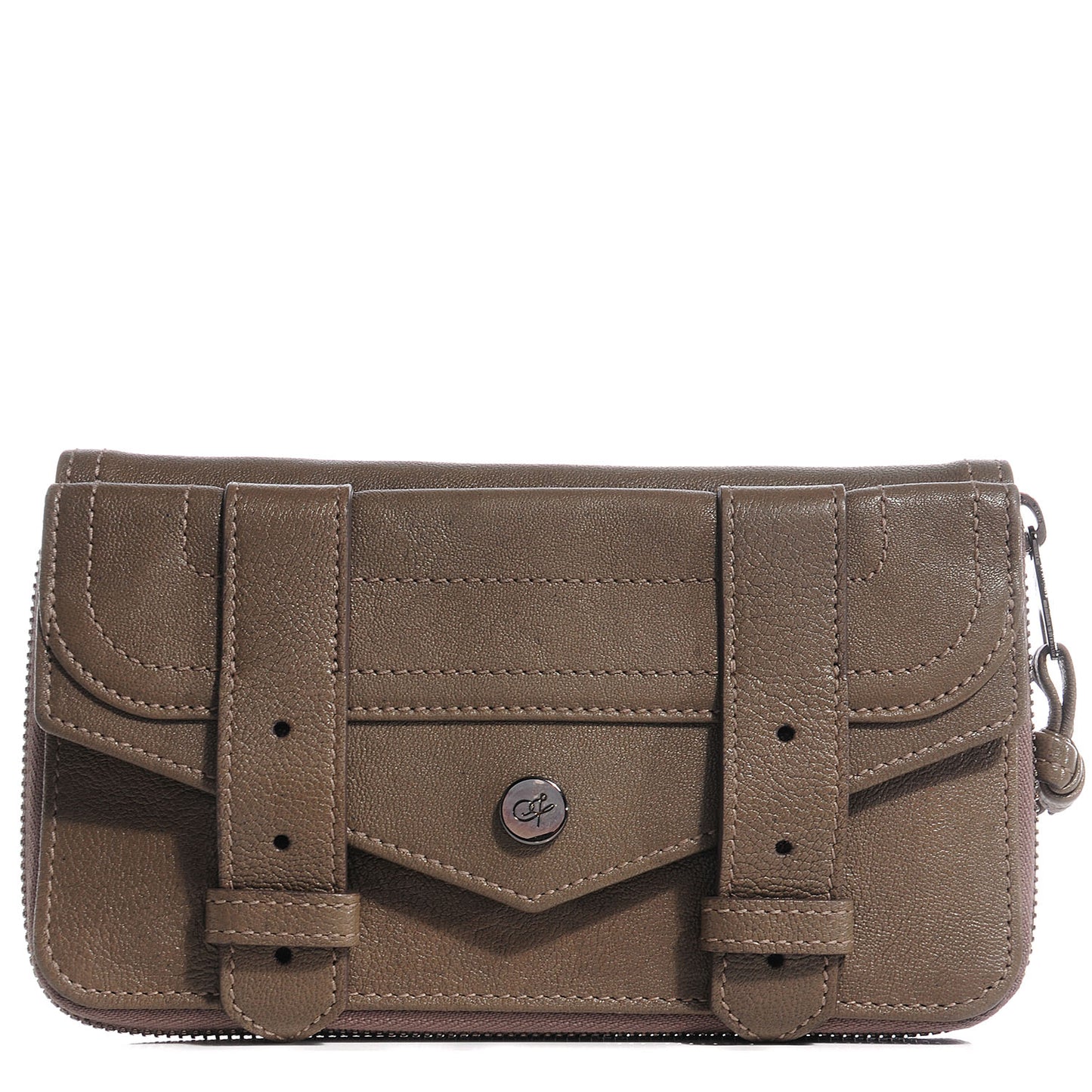 Lambskin PS1 Large Zip Around Wallet Smoke