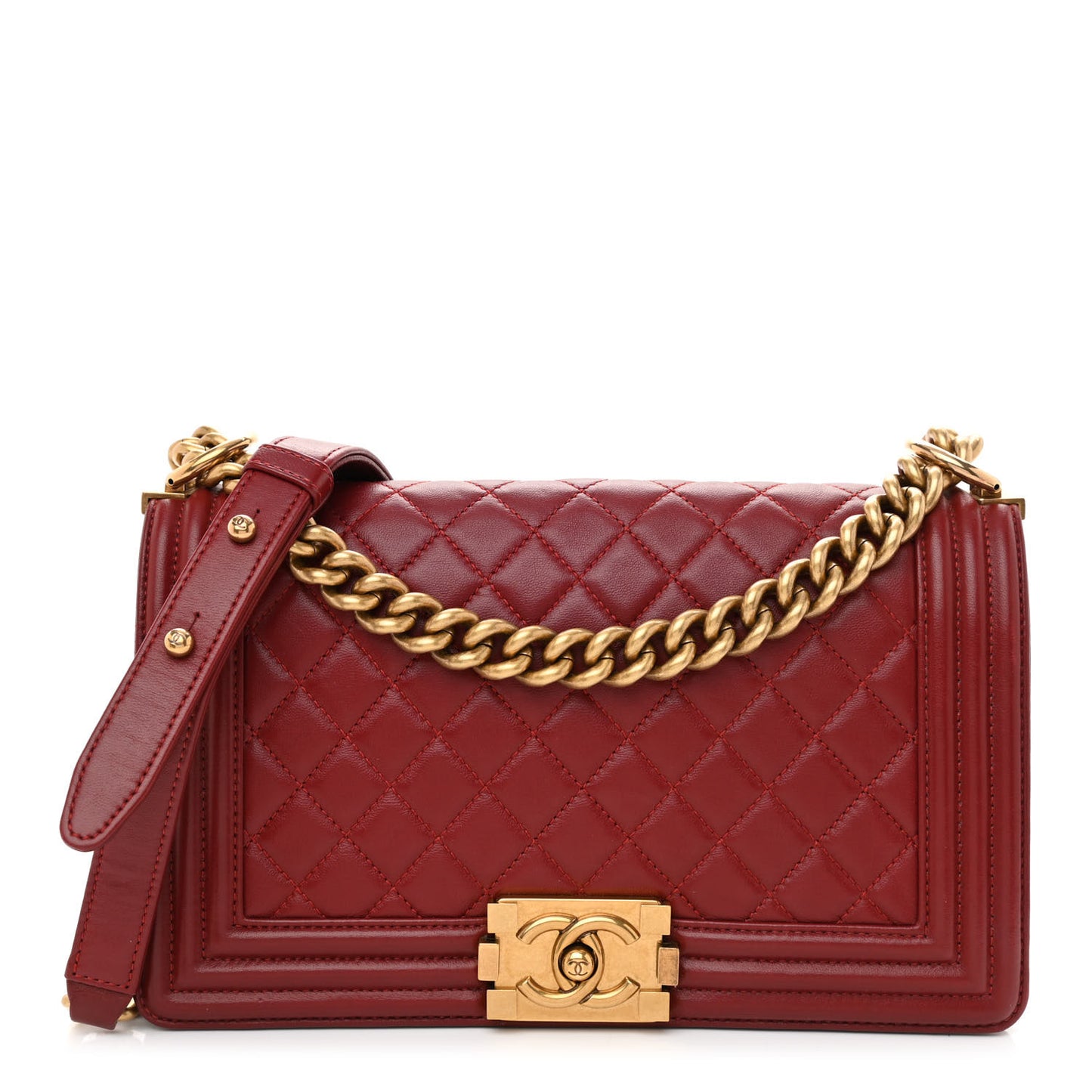 Calfskin Quilted Medium Boy Flap Burgundy
