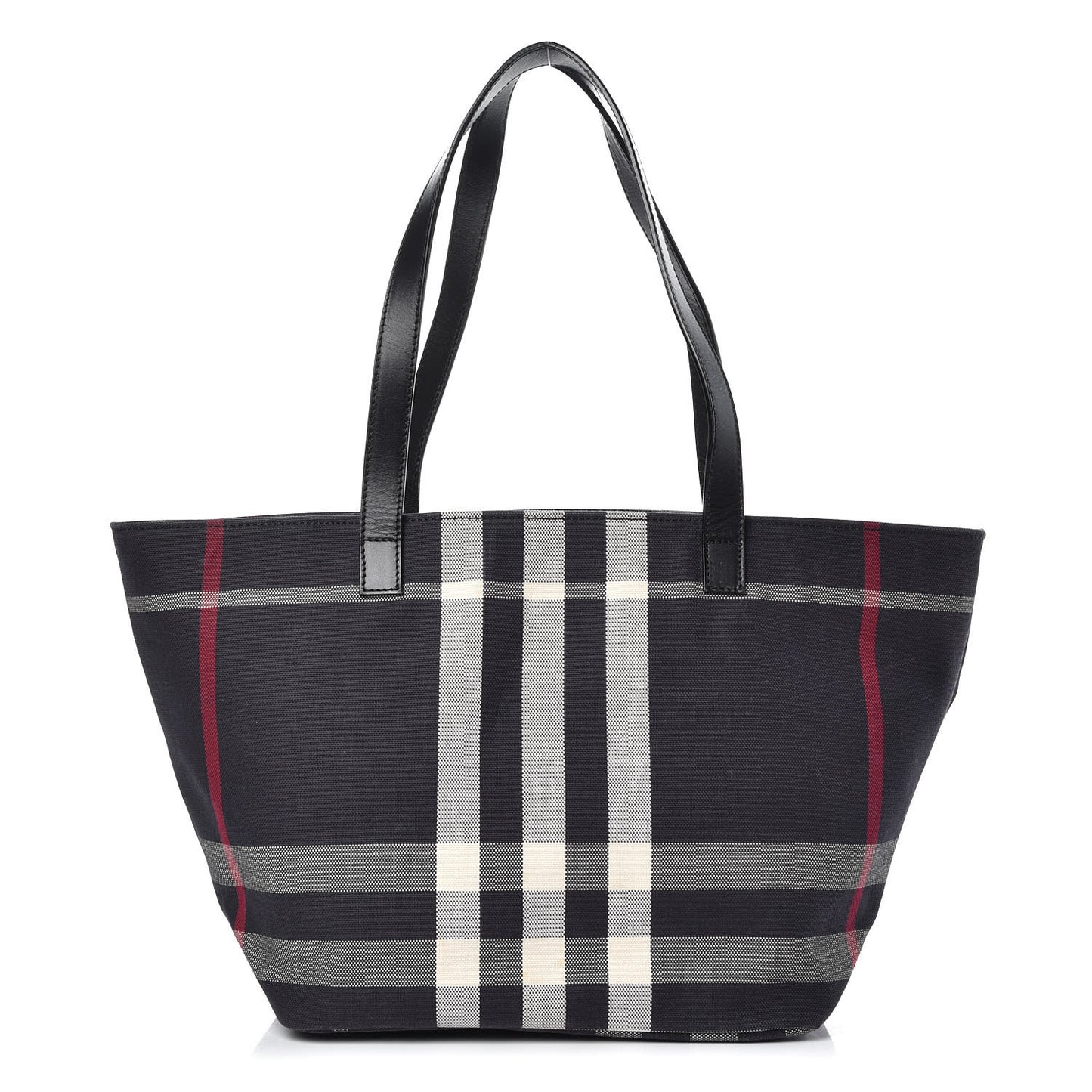 Canvas Check Tote Navy