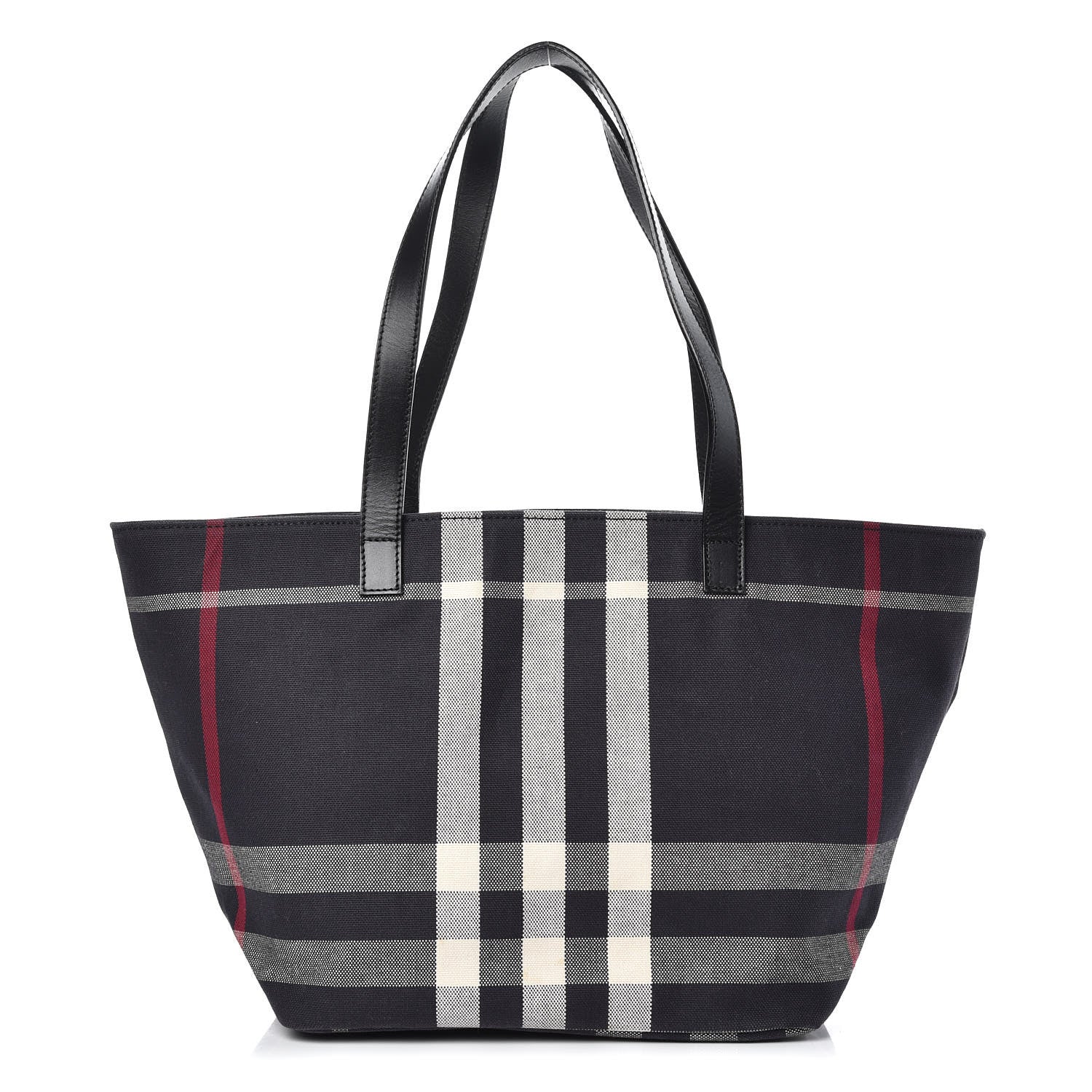 Burberry Canvas Check Tote Navy 1 of 11