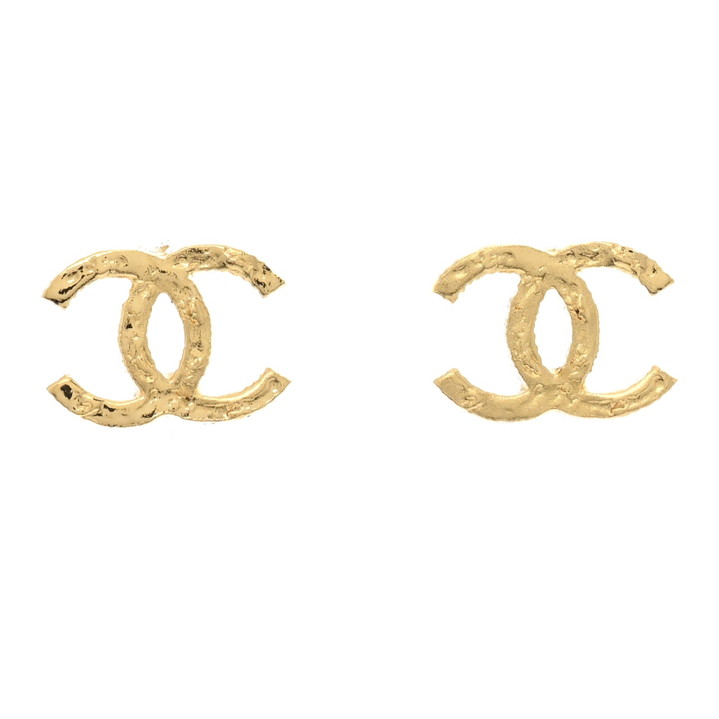 Metal Textured CC Earrings Gold