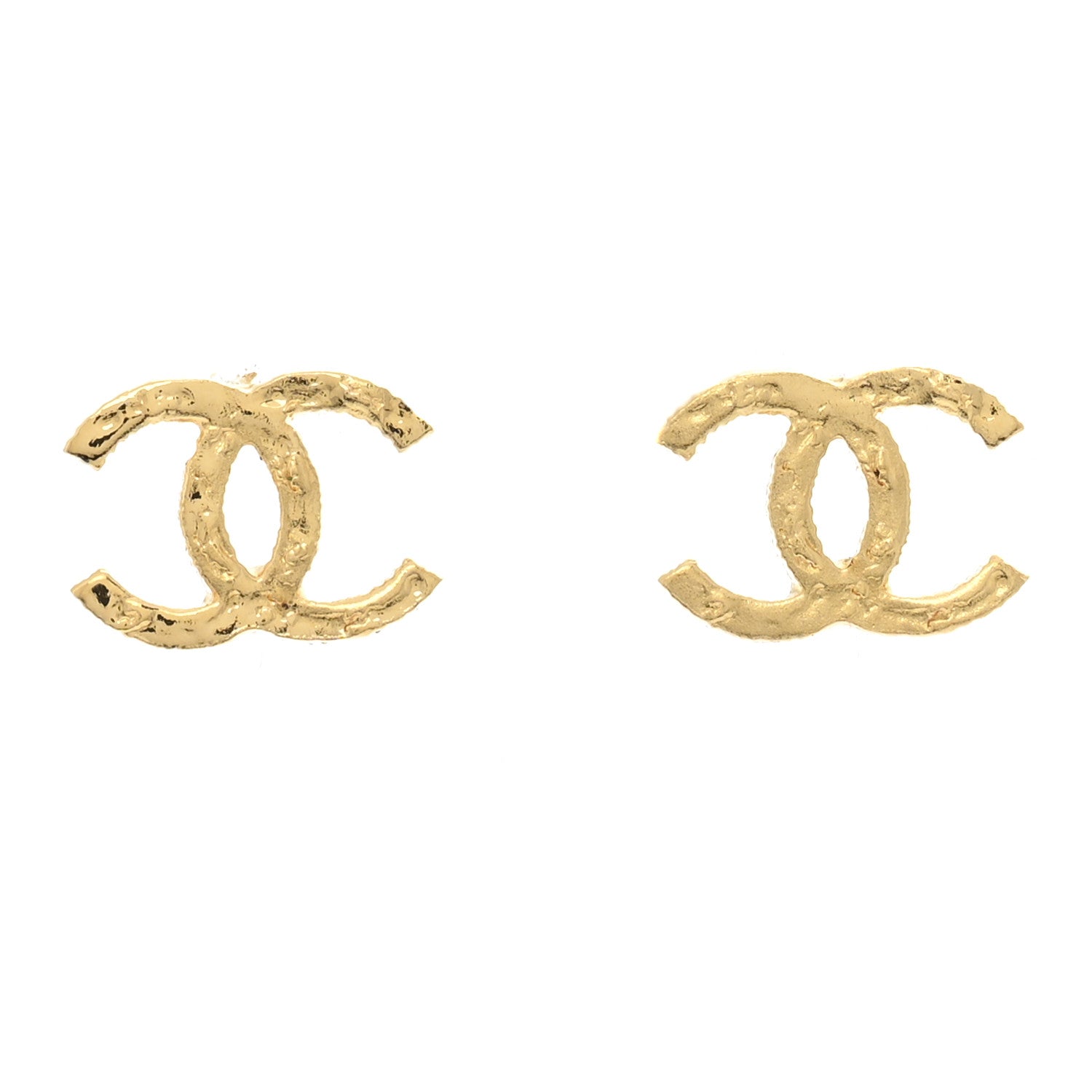 Chanel Metal Textured CC Earrings Gold 1 of 5