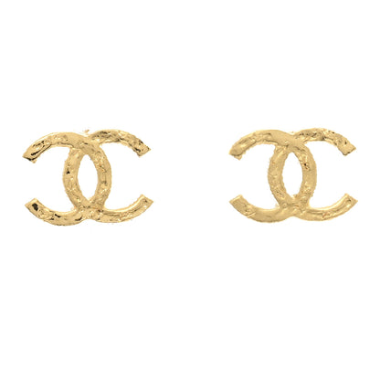 Chanel Metal Textured CC Earrings Gold 1 of 5