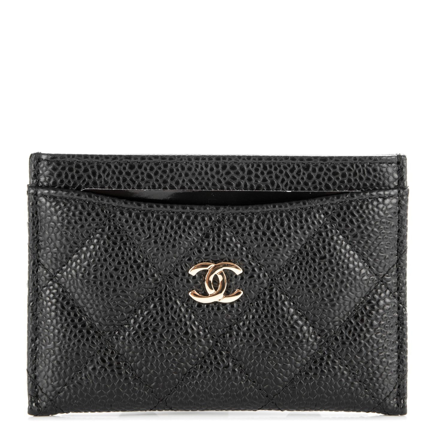 Caviar Quilted Card Holder Black