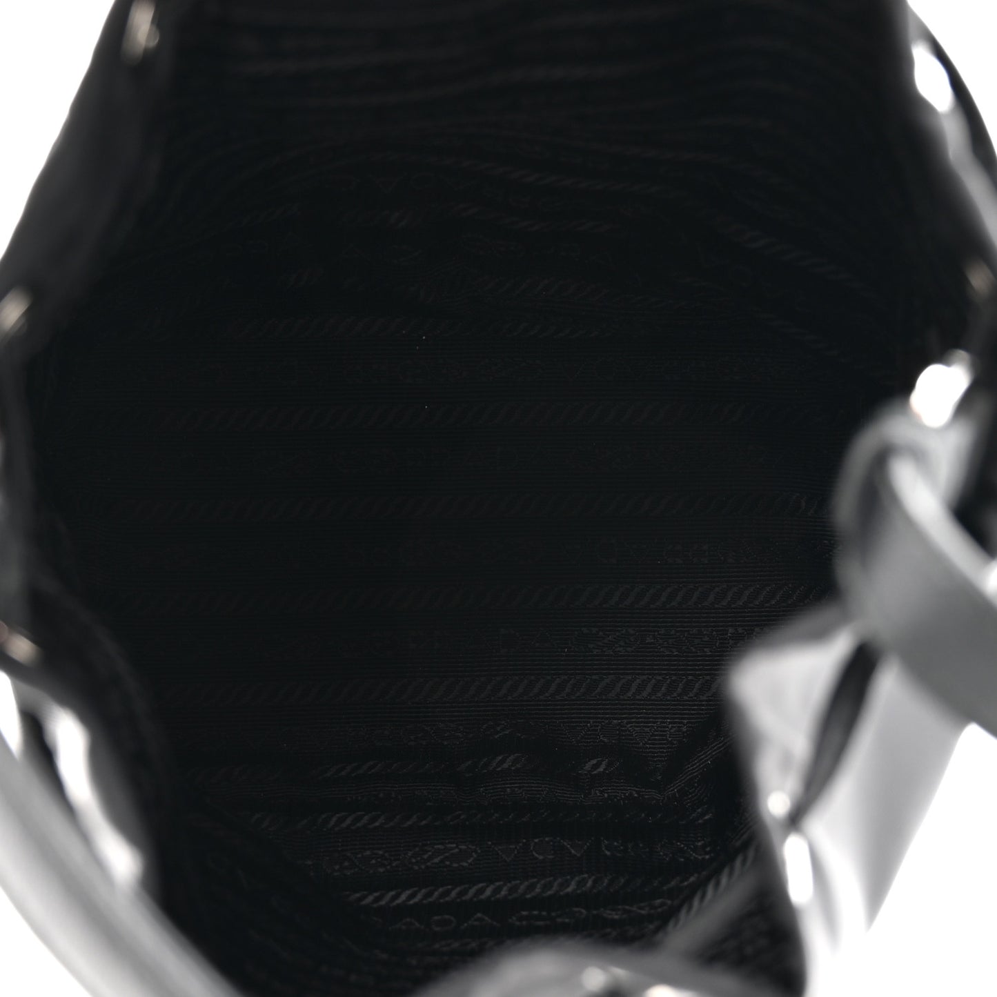 Tessuto Saffiano Ricamo Sequin Crystal Embellished Mini Re-Edition 1978 Bucket Bag Black
