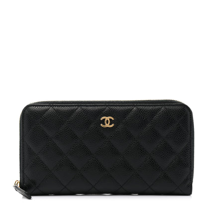 Chanel Caviar Quilted Large Gusset Zip Around Wallet Black 1 of 14