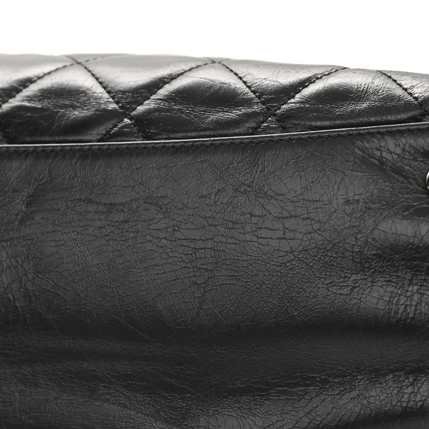 Glazed Calfskin Quilted Large CC Delivery Tote Black