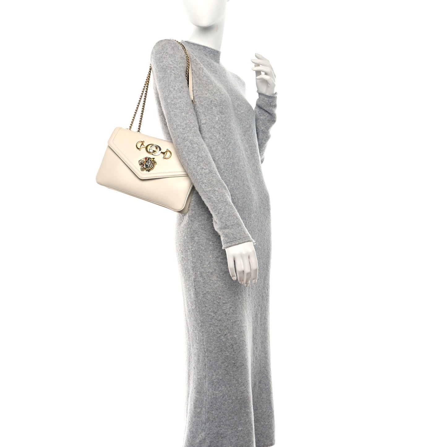 Vitello Palmellato Lux Crystal Medium Rajah Shoulder Bag Mystic White Multicolor