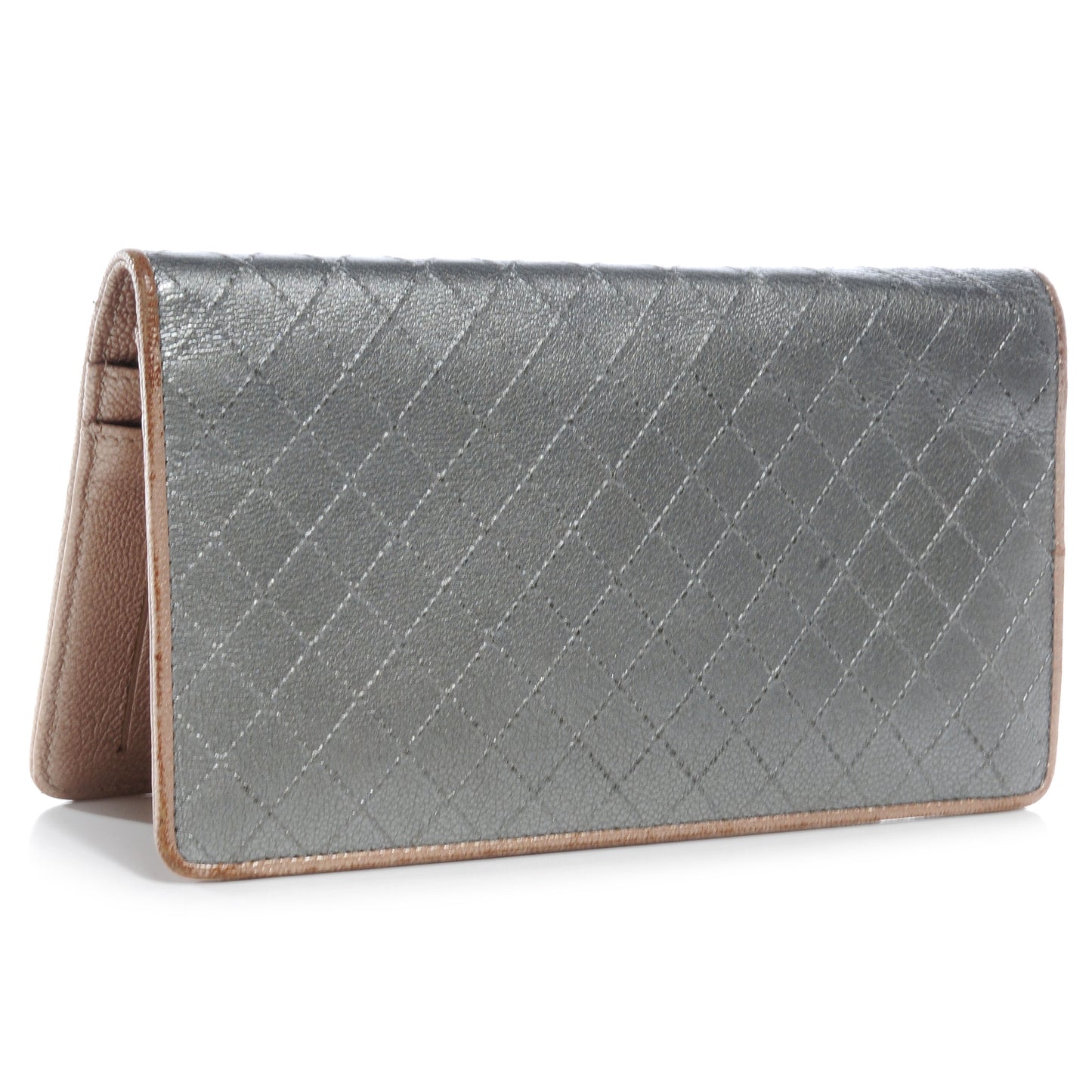 Diamond Stitched Yen Wallet Silver