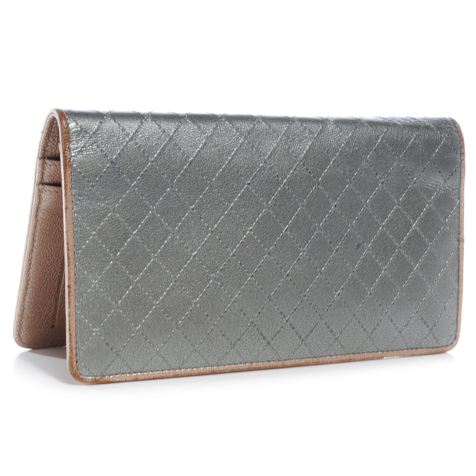 Chanel Diamond Stitched Yen Wallet Silver 3 of 9