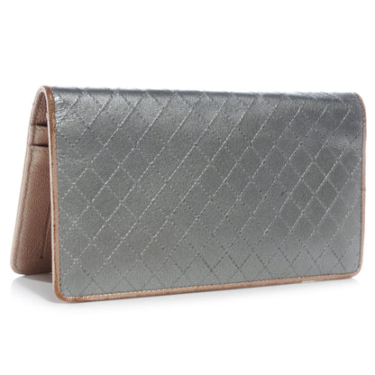 Chanel Diamond Stitched Yen Wallet Silver 3 of 9
