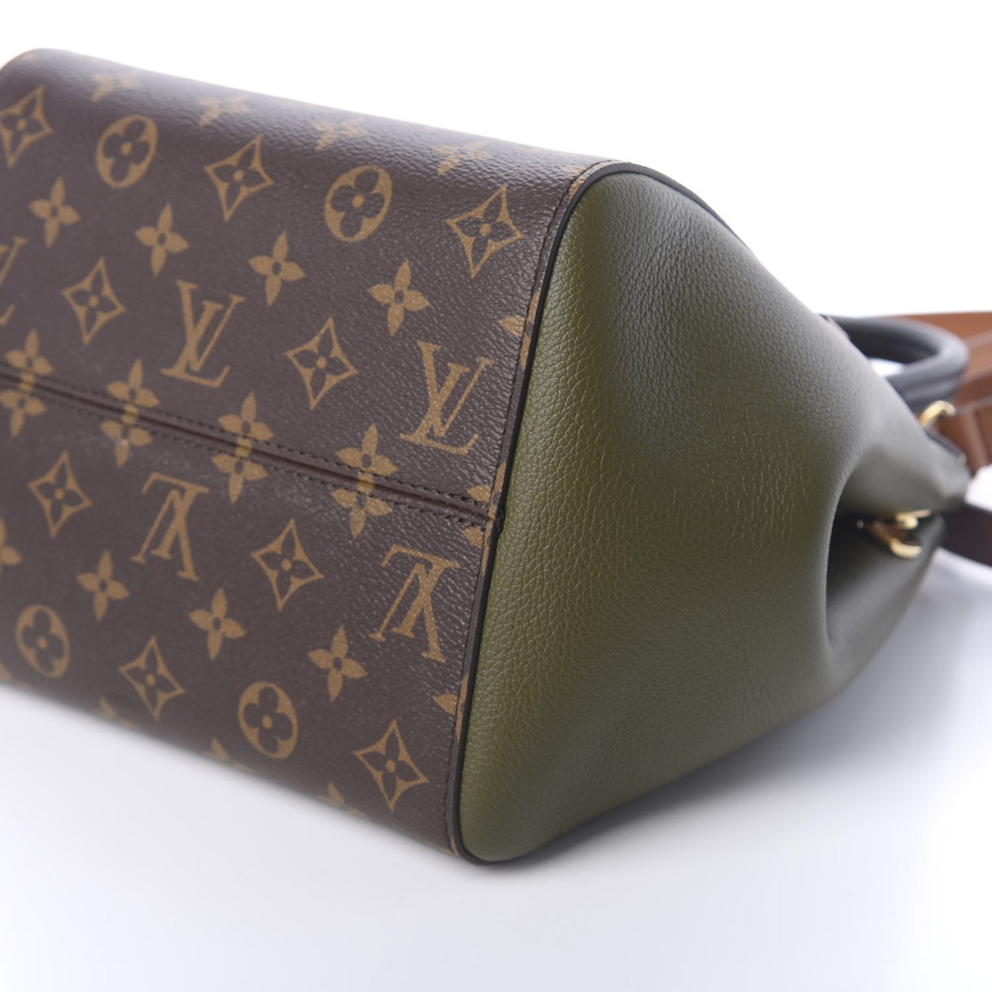 Calfskin Monogram Fold Tote PM Cream Khaki Black