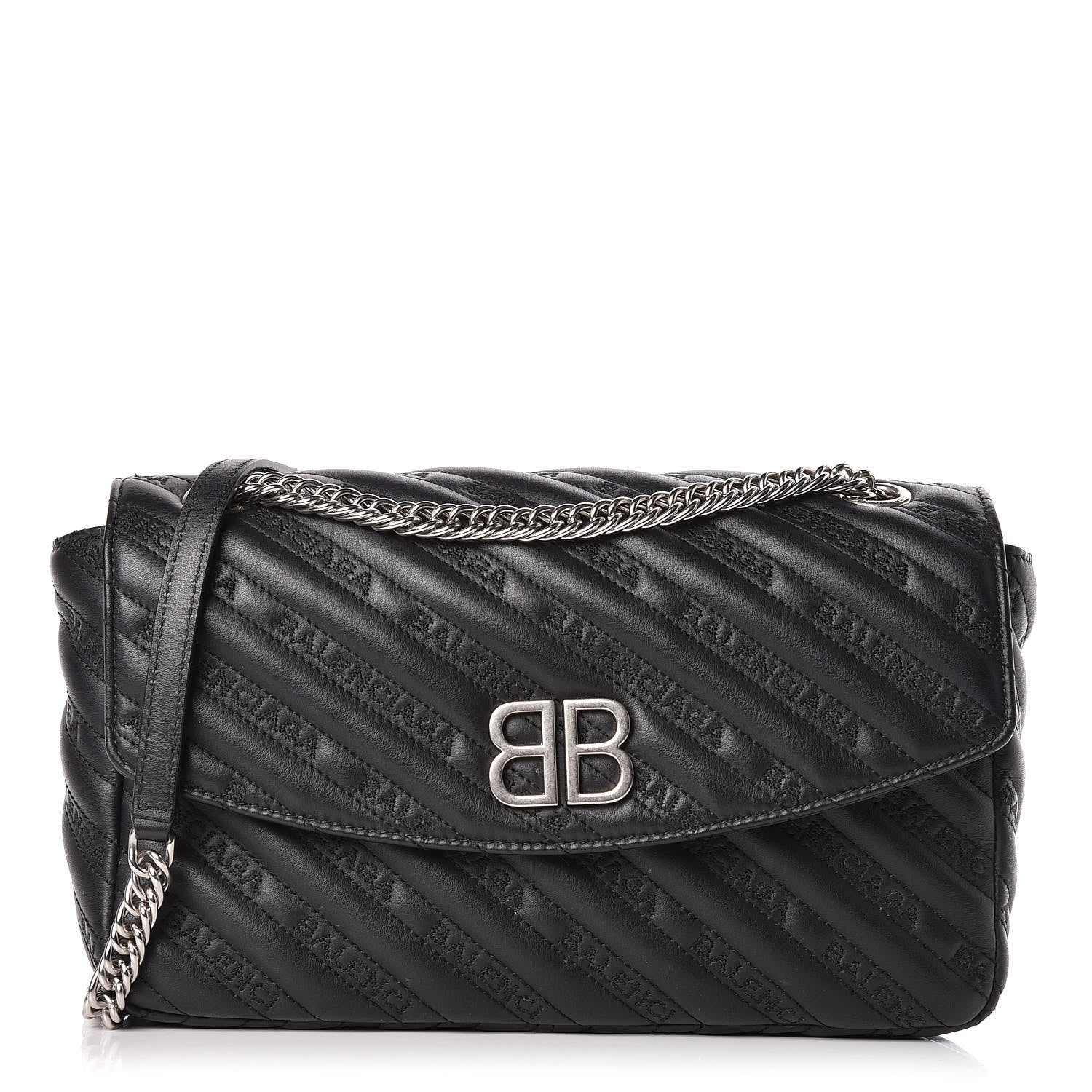 Balenciaga Calfskin Logo Matelasse M BB Chain Shoulder Bag Black 1 of 10