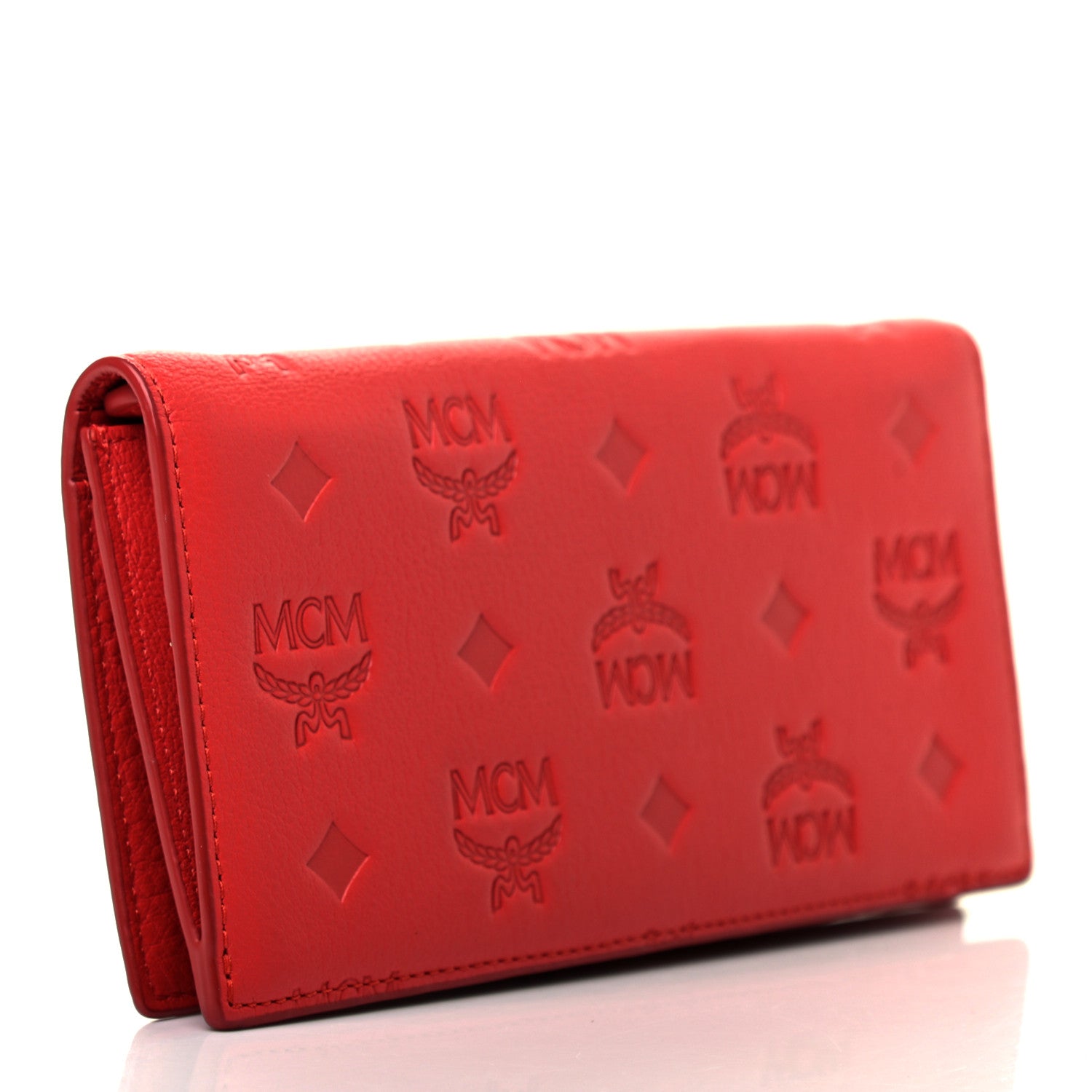 MCM Calfskin Ottomar Large Klara Two Fold Wallet Marigold Orange 3 of 8