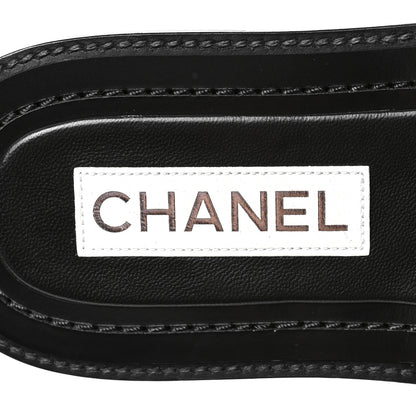 Chanel Raffia Crystal CC Mules Sandals 38.5 Black 8 of 9