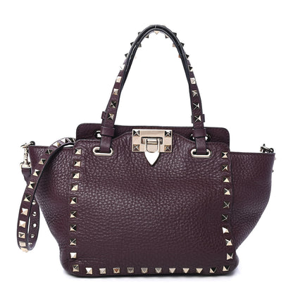 Valentino Garavani Pebbled Calfskin Mini Rockstud Tote Rubin 1 of 4