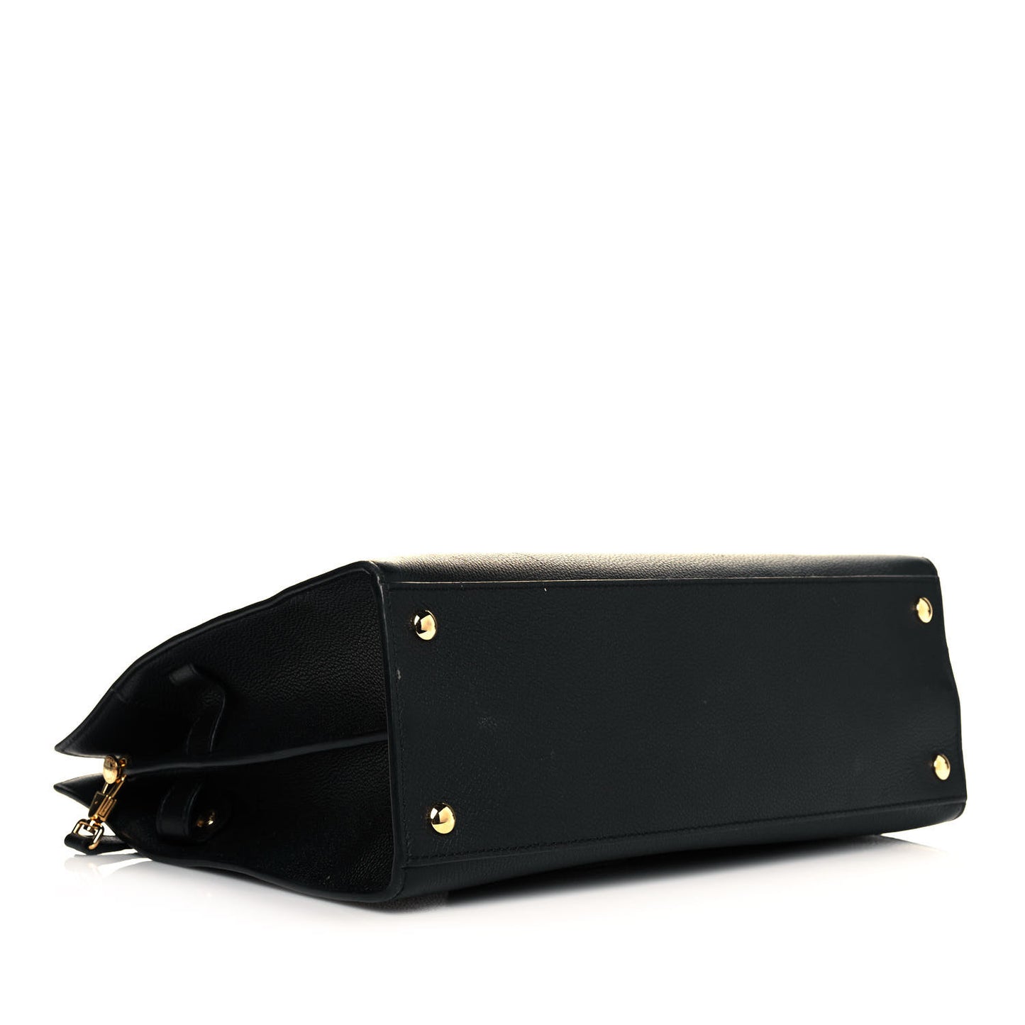 Grainy Calfskin Medium Title Bag Black